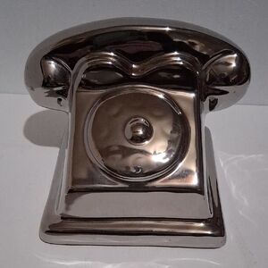 Vintage Ceramic Silver Phone Decor